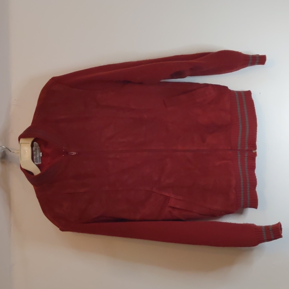 Vtg 70's City Splits Suede Sweater Elbow Jacket Men's Sz XL Maroon - Picture 1 of 10